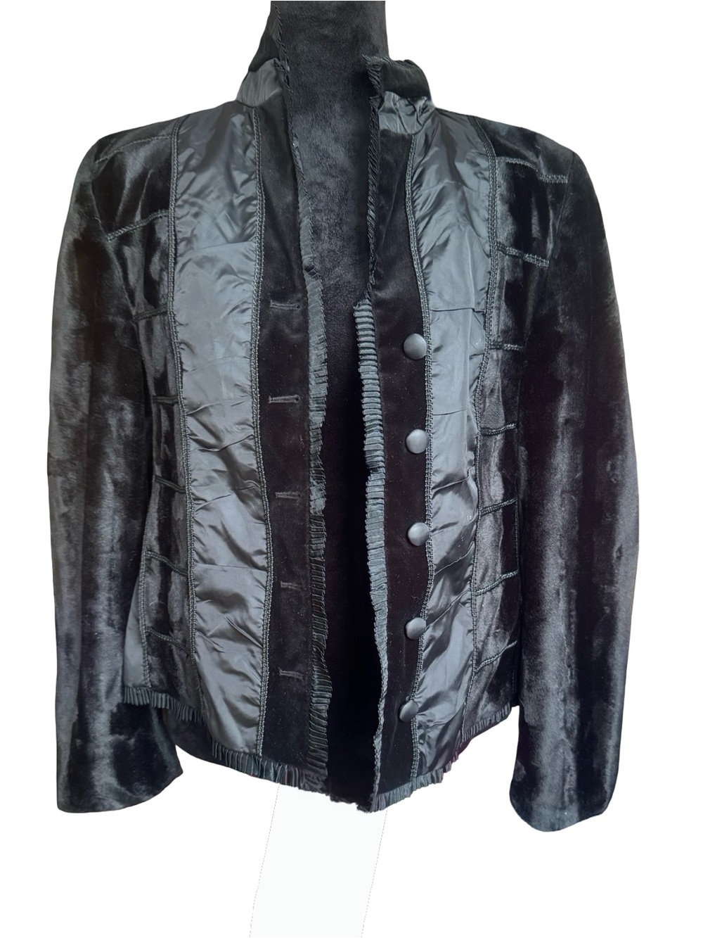 VTG Dominique over coat light weight lack faux Chenille fuzzy in black size S